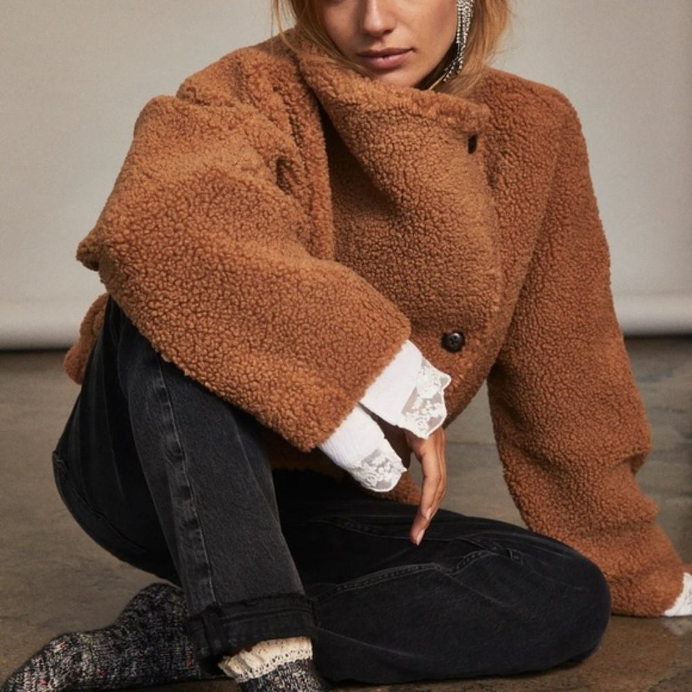 Free People Izzy Wrap Teddy Jacket - Picture 2 of 7